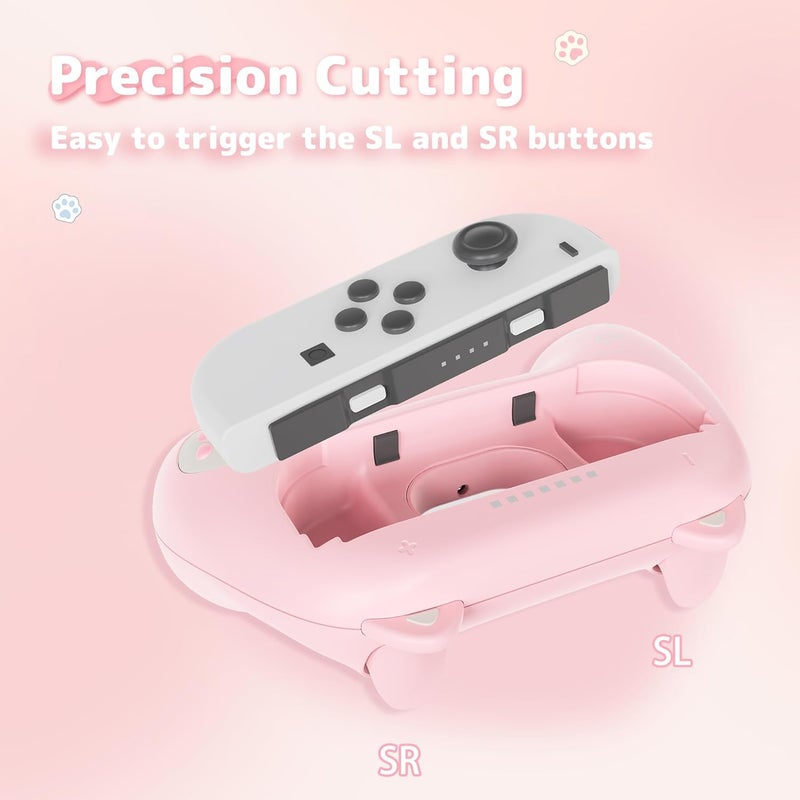 GEEKSHARE Grips for Nintendo Switch Joy Con, Ergonomic Design Controller Grip Kit for Switch and OLED Joy Con with 2 Thumb Grip Caps - Pink & Blue - Image 3